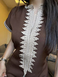 ✨ Natural Elegance – Princess El Kahina Embroidered Chocolate Brown Kaftan