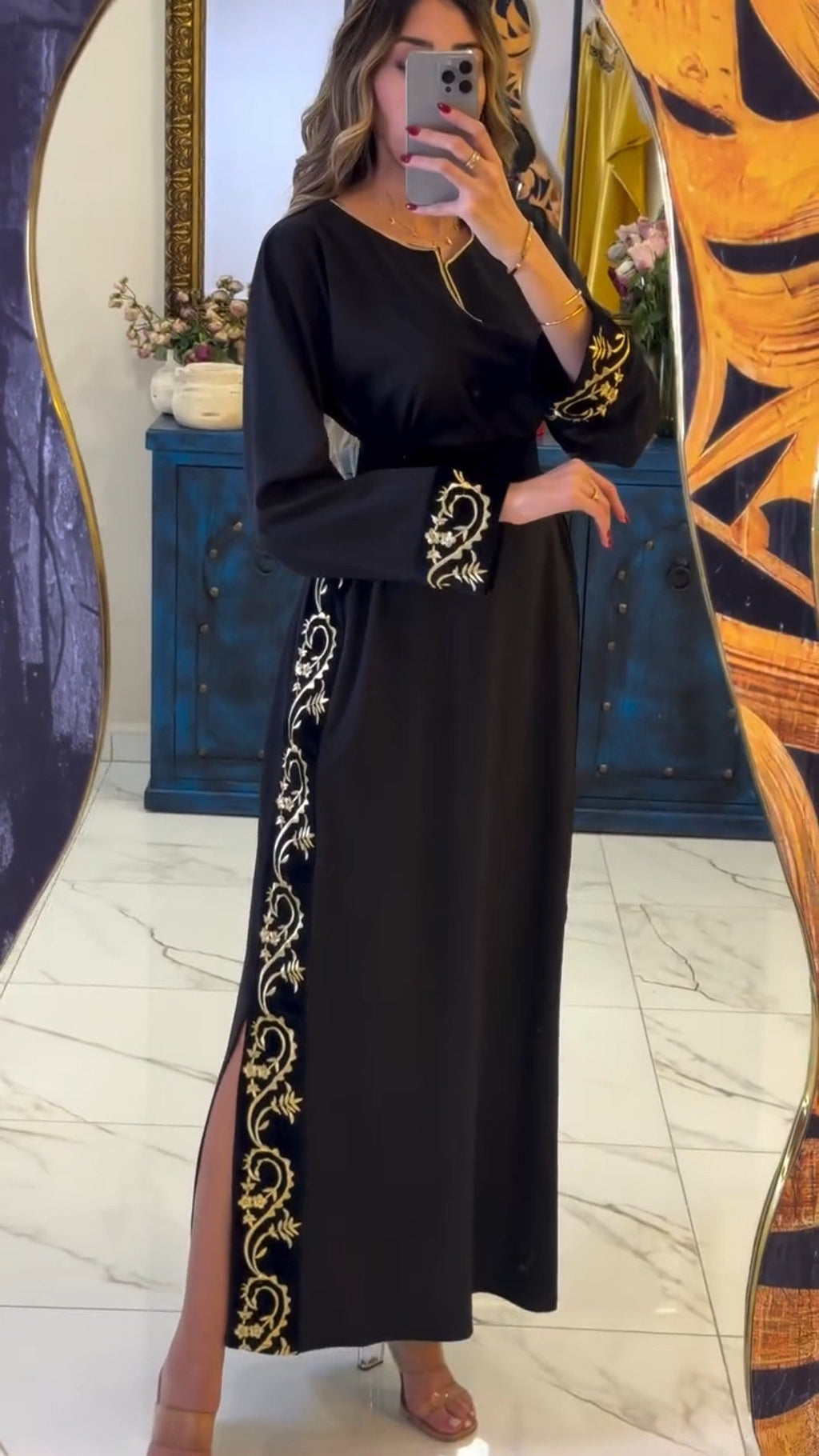 🌹 Black Kaftan Timeless Elegance – Refinement & Modernity 🌹