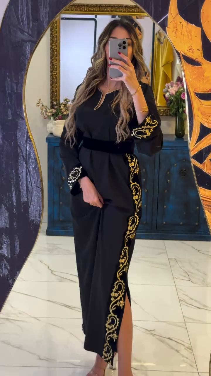 🌹 Black Kaftan Timeless Elegance – Refinement & Modernity 🌹